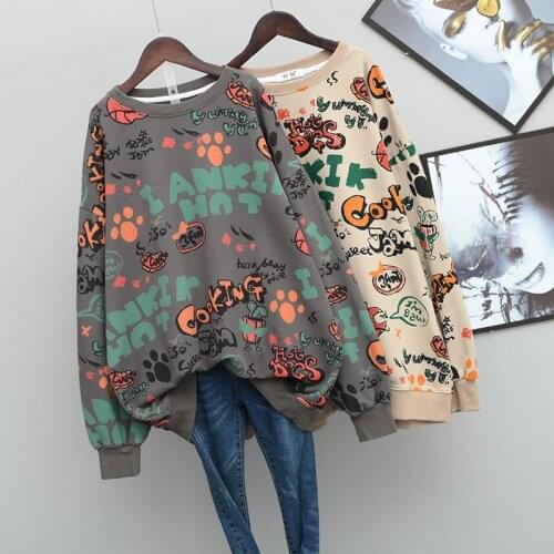 2021 Spring New Korean Loose Oversize Thin Wild Personality Graffiti Casual Mid-length Women Hoodies Jacket Tide Free Shipping