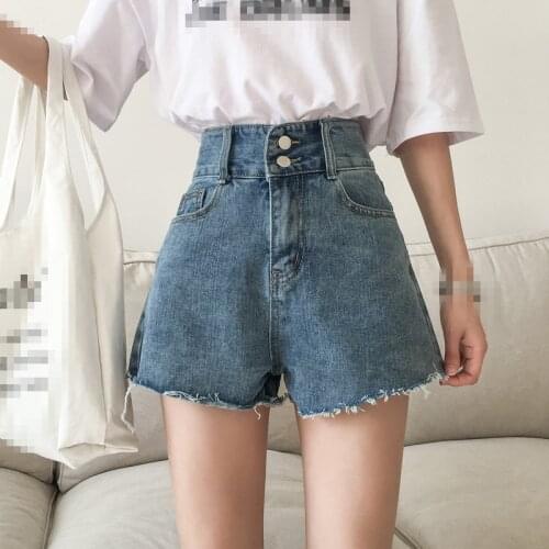B4111 2020 summer new women fashion high-waisted plus-size student loose broad leg denim shorts cheap wholesale