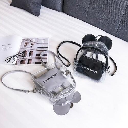 Backpack Women 2021 Plastic Transparent Jelly Student Bag Inclined Shoulder Bag Independent Cosmetic Bag One Bag Multi-purpose