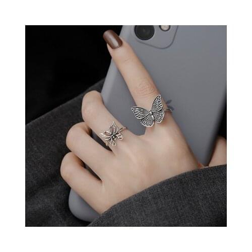 Vintage Hollow Butterfly Rings for Women Fashion Retro Open Finger Ring Jewelry
