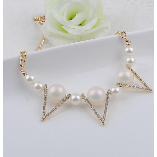 Vintage Chokers Necklaces Women Simulated-pearl Gold Color Choker Necklace Bijoux Femme Statement Necklace Wedding Gift