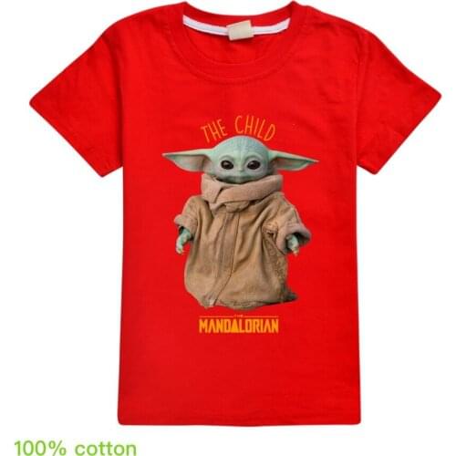 Star Wars Fashion Cartoon Girls Short Sleeve T-shirt Baby Yoda Costume Kids Clothes Boys 7 Years Summer Tops Kids Clothes