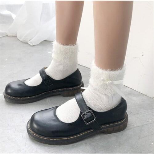 1Pair Lolita Cute Autumn And Winter Sweet Bow Warm Soft Girl Socks D490
