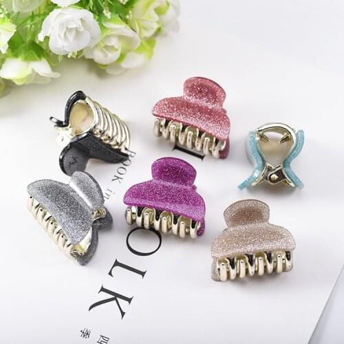 1PCS Fashion Trumpet 4CM Shining Solid color Hair Claws Acrylic Solid Hair Clips For Girl Hairpins Hair Accessories