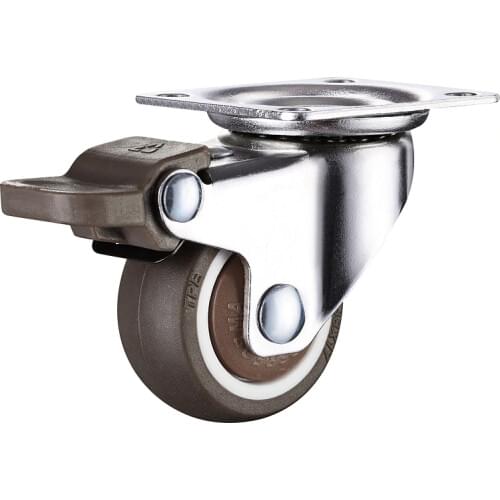 4 Pcs 2 inch TPE ultra quiet rubber wheel bearing 160kg brake cabinet furniture casters brake wheel with screw