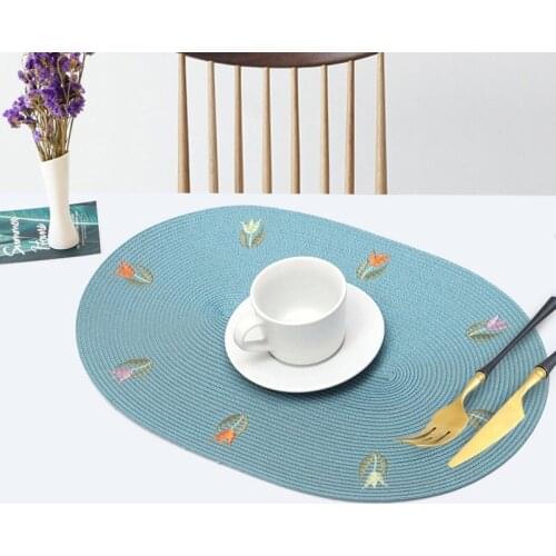 4PCS PP placemat Nordic oval table mat Western placemat Handmade Soup Plate Bowl Mat Cup Potholder30*45