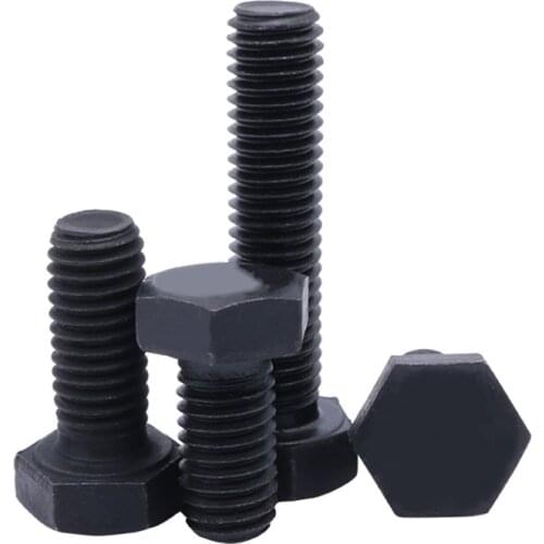 5/10pcs M6 High Tensile Hexagon Bolts Black Hex Screws Self Colour Grade 12.9 Threaded
