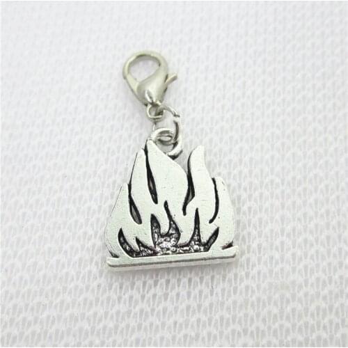 50pcs/lot Flame Fire Dangle Charms Lobster Clasp Hanging Charms DIY Bracele&bangles Jewelry Accessory