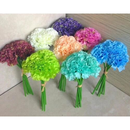 6pcs/Bundle Carnation Flower For Wedding Party Holiday Decoration DIY Craft Bouquet Accessory