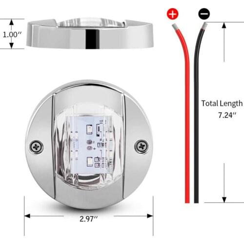 White LED Stern Lights 12V 3 inch Round Wide luminous angle 12V-24V DC 6 LED Cockpit Light