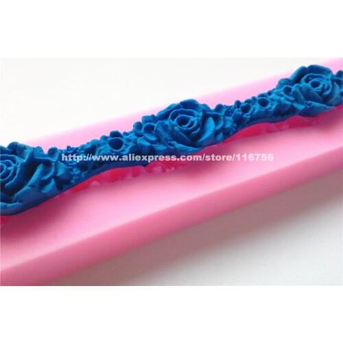Free Shipping Thin Running Flower Shaped Silicone Mold Cake Decoration Fondant Cake 3D Food Grade Silicone Mould 051