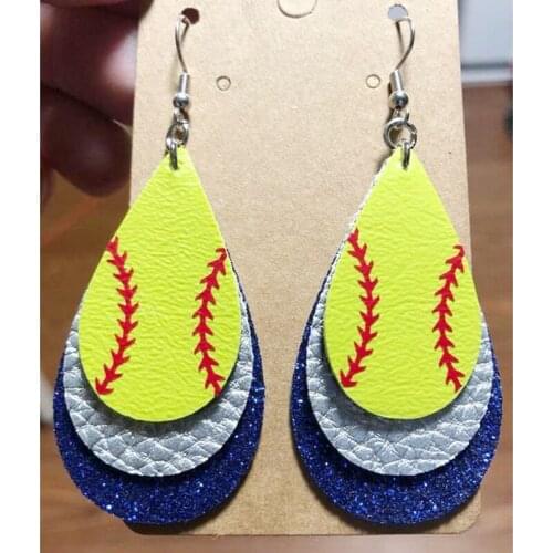 Baseball Earrings Custom Team Colors Add Number Personalized Faux Leather Jewelry Gift Baseball Mom
