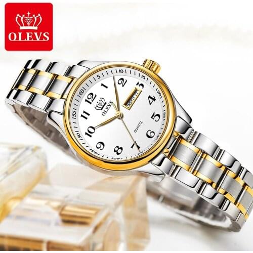 OLEVS Classic Women Quartz Watch Waterproof Stainless Steel Watchstrap Fashion Women Watch Gift Date Clock