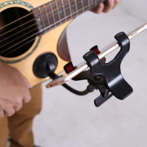 Guitar Smartphone Holder Mount Clip Suction Cup Adjustable Phone Stand for Acoustic Guitar Bass String Musical Instrument