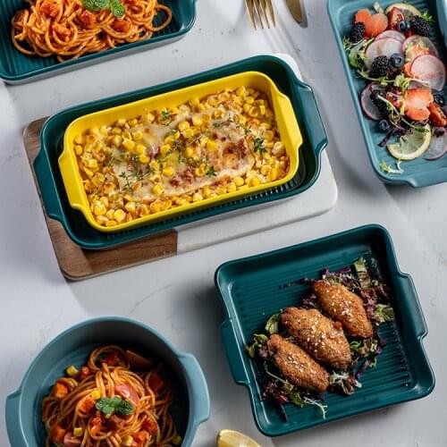 Hotel Home Kitchen Square Ceramic Dinner Plate Fruit Salad Binaural Square Plate New Pasta Snack Square Plate