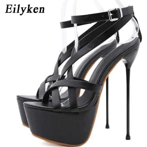 Eilyken Women Sandals Pumps Party Platform Pumps club shoes Stiletto heels Open toe hollow out High Heels Dress shoes Black