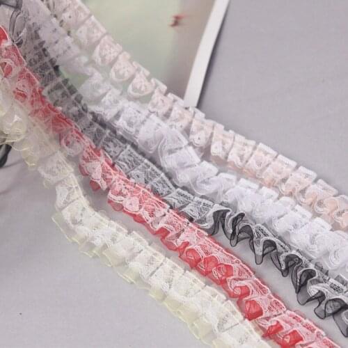 2.5cm 5 Meters Thin Elastic Double Fabric Stretchy Folded Lace Trim DIY Dress Headwear Ribbon Accessories
