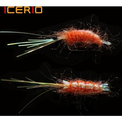 ICERIO 4PCS #6 Sinking Shrimp Saltwater Flies Sea Trout Fishing Fly Lure