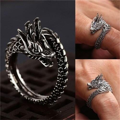 1 Pcs Cool Opening Rings Unisex Ring Men Women Jewelry Adjustable Sterling Dragon Ring Good Gifts Alloy Animal Metal Unisex