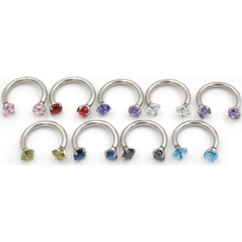 3mm Round zircon horseshoe rod nose ring human body puncture anti allergy zircon eyebrow ring lip ring nose ring