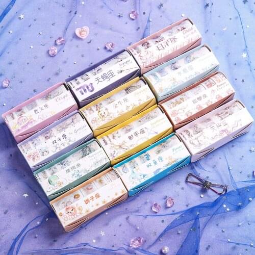 Creative twelve constellations Washi tape masking tape stickers diy hand account stickers kawaii stationery diary decoration