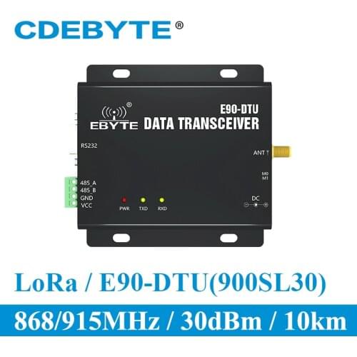Lora SX1262 868Mhz 915 Mhz 30dBm 10Km Range 0.3k~62.5kbps RS232 RS485 Wireless Lora Modem E90-DTU(900SL30)