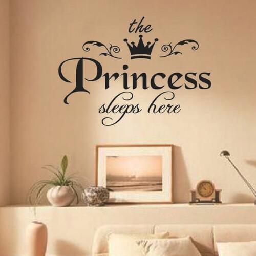 The Princess sleeps here Wall Sticker for Girls room Baby girl bedroom Background home decoration stickers Art Decals Wallpaper