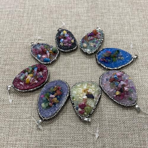 Irregular Resin, Natural Stone, Crystal Inlay, Fashion Pendant, DIY Jewelry Making, Necklace and Bracelet, Size 30x50-45x60mm