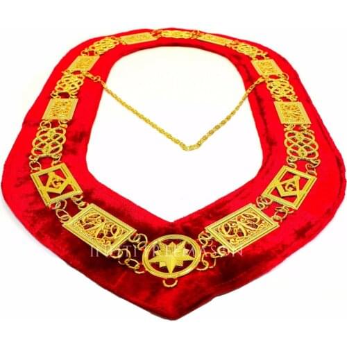 Masonic master Mason chain collar Masonic Regalia Knights Templar Metal Golden Chain Collar Red Bass