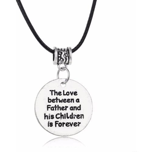 3Pcs Love Between Father And His Children Is Forever Pendant Necklace Leather Rope Chain Men Boys Girls Jewelry Birthday Gifts