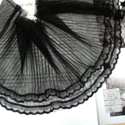 10Yards Ruffle Pleated Ribbon Lace Trim 15CM width Skirt Doll Sewing Wedding Dress White Black