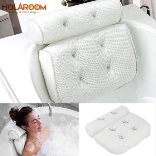 Breathable 3D Mesh Spa Bath Pillow with Suction Cups Neck and Back Support Spa Pillow for Home Tub Decor Bathroom Accessories