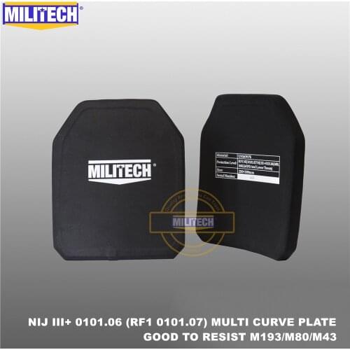 Ballistic Panel Bulletproof Plate NIJ III+ 0101.06/NIJ 0101.07 RF1 Pure PE 10x12 Inches 2 PCS M80&AK47&M193 Body Armor--Militech