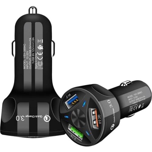 3 USB Port QC3.0 Fast Charge Car Charger 5V 7A Fast Charging For Laptop Translucent Car Phone Charger For IPhone Samsung