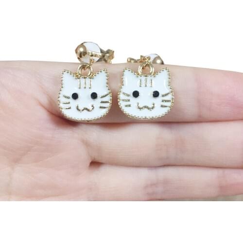 Drop White Cat Alloy Earrings Dangle Earring 2020 Fashion Jewelry For Women Girl New Style Cute Animal Accessories