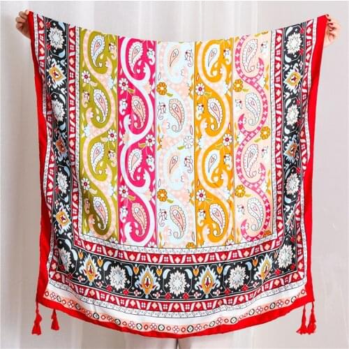 2019 Newest Twill Cotton Paisley Print Tassel Scarves Shawls Trendy Long Flower Beach Wrap Hijab Muffler 2 Color Free Shipping