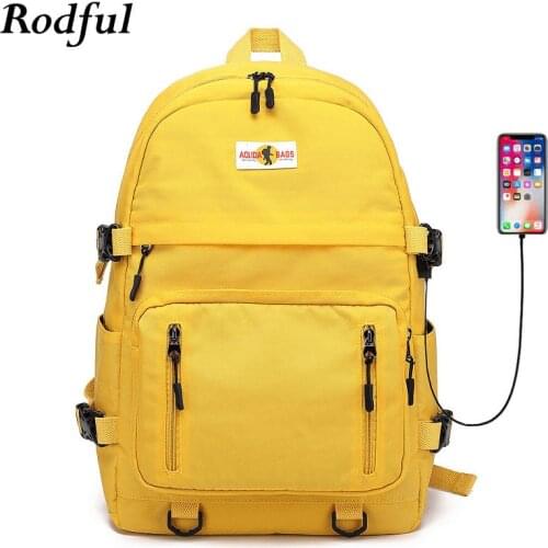 Large Nylon Fabric Schoolbag Backpack for Women Teenager Youth College Student High School Book Bag Backpack with Usb Charging