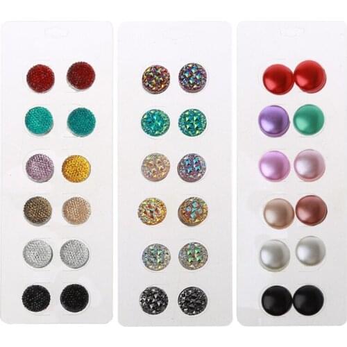 Pack of 12 Muslim Multi-Use Rhinestone Magnetic Scarf Brooch Round Hijab Pins Kit Magnetic Safety Pins Muslim Jewelry