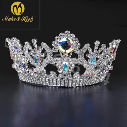 Vintage Crystal Tiara and Crowns Full Circle Adjustable Rhinestone Queen Wedding Crown Pageant Bridal Tiara Accessories