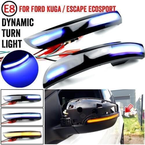 Water Blinker LED Dynamic Bicolor Turn Signal Light For Ford Kuga Escape EcoSport 2013-18 Side Mirror Flashing Indicator
