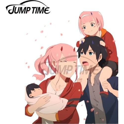 JumpTime 13 x 11.5cm ZERO TWO X HIRO DARLING IN THE FRANXX Waterproof Motorcycle Anime Decoration Car Stickers Surfboard Decal