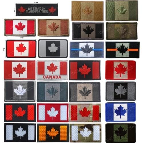 Embroidered Patches Canada Flag Maple Leaf Canadian Flags Military Patches Tactical Emblem Appliques 3D Embroidery Badges