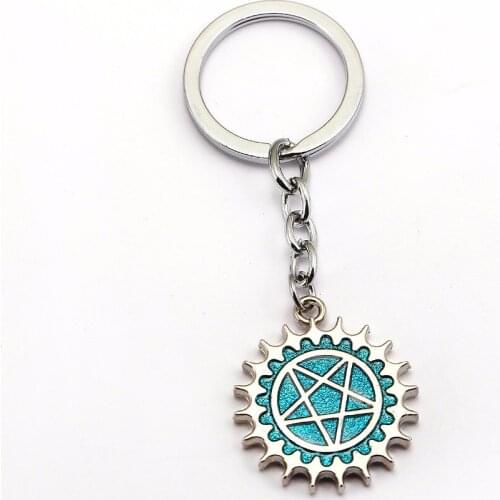 Lake Blue Color Jewelry Star Keychain Cartoon Periphery Black Deacon Black Butler Five-Star Contract Key Chain Bag