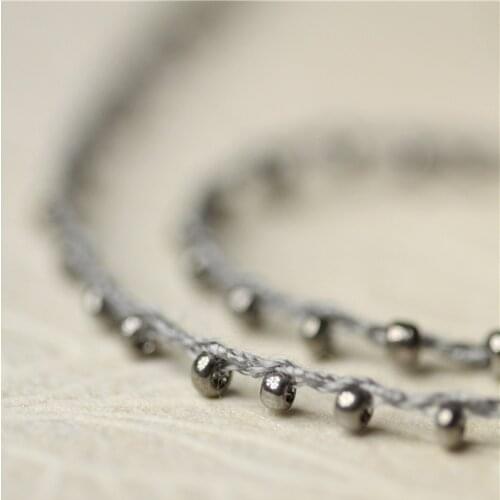 1M Silver Lace Crystal Beads Sequins Fabric Beaded Trim Ribbon DIY Sewing Applique Collar Cord Wedding Dress Guipure Decor YU24