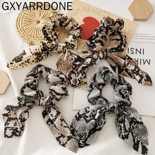 1pcs 2019 Women Snake Elastic Hair Bands Stretch Ponytail Rubber Print Headband Bow Ties Scrunchies Headwear Hair Accessories