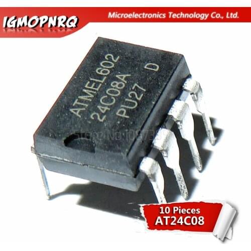 10PCS AT24C08N 24C08N 24C08 AT24N08 DIP-8 EEPROM (512x8) 4K 1.8-5.5 new original