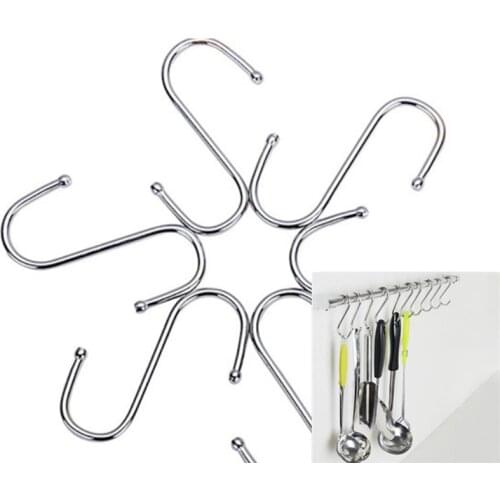 10Pcs Stainless Steel Practical Hooks S Shape Kitchen Railing S Hanger Hook Clasp Holder Hooks For Hanging Clothes Handbag Hook
