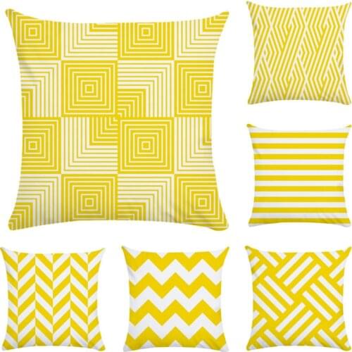 16 Colors available Yellow Geometric Pillow Case Wave Pattern Pillow Cover Square Cushion Cover For Decoration Pillowcase CR067