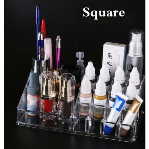 16 Grid Transparent Cosmetic Storage Rack Lipstick Eyebrow, Pencil Makeup Beauty Products Plastic Rack Multi-Function Bracket