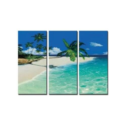 3 piece Hand Painted Fascinating Beach Oil Painting On Canvas Art - Seascape Oil Paintings Wall pictures for Living Rooms